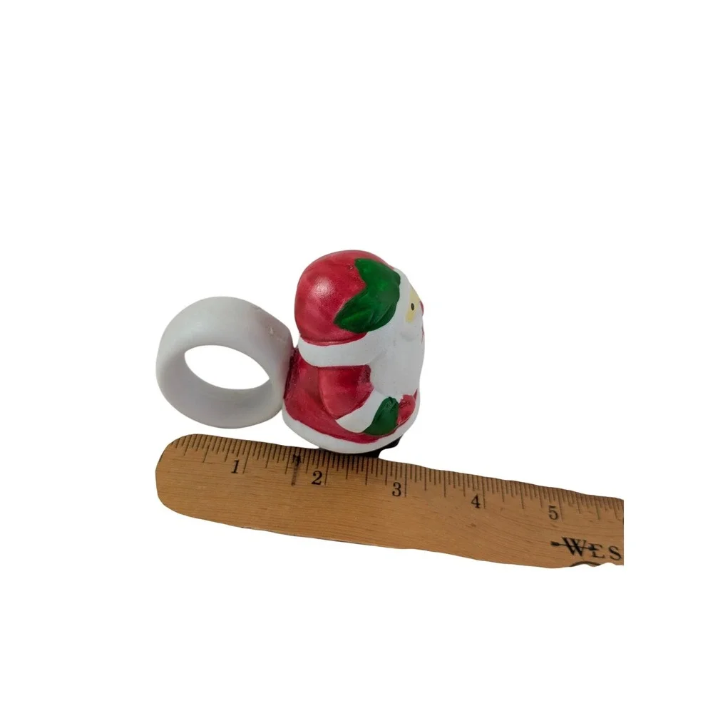 Hand Painted Porcelain Santa Napkin Rings Set of 4 Christmas Holiday Decor Boxed